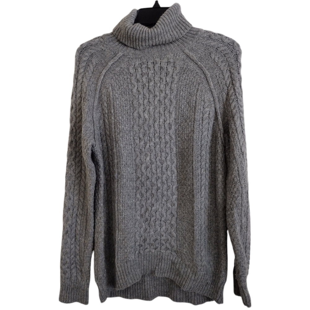 Vince grey wool alpaca blend cable knit turtleneck sweater size Small